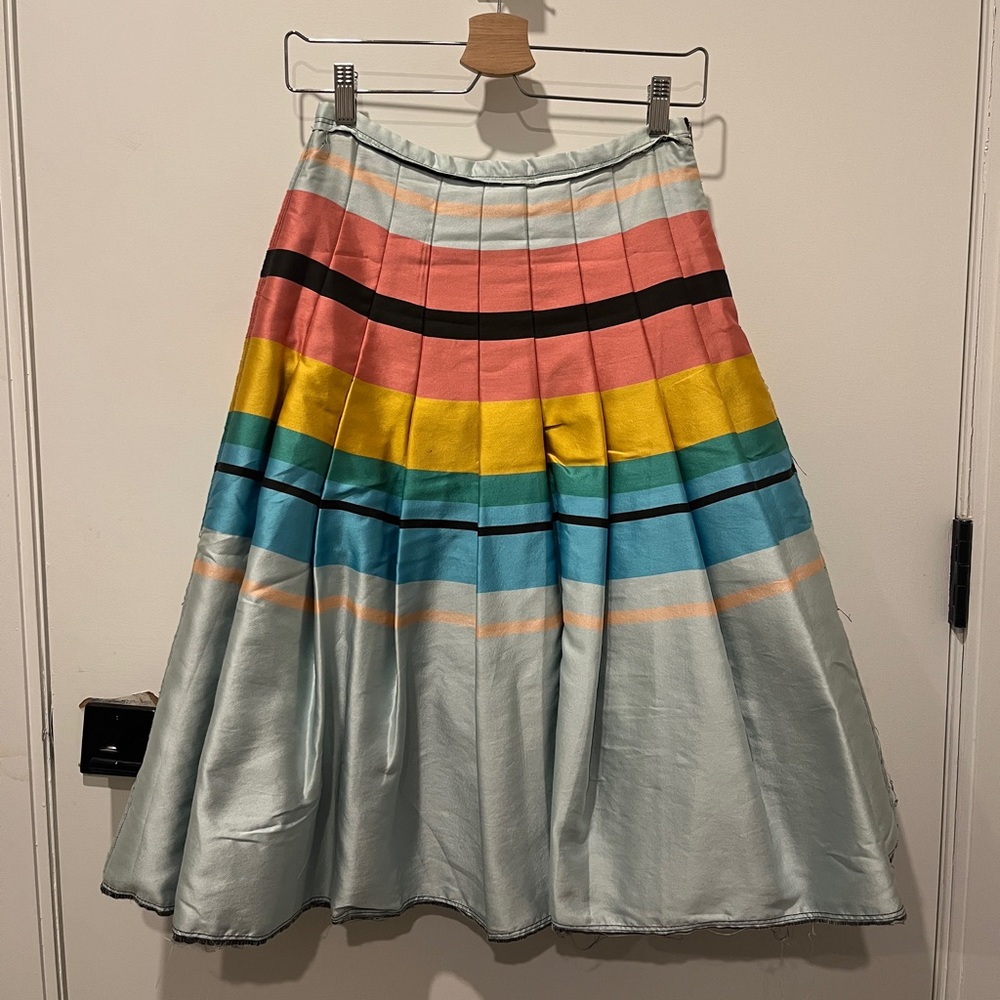 Multi-colored Pleated Midi Skirt